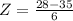 Z = \frac{28 - 35}{6}