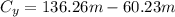 C_{y}=136.26m - 60.23m