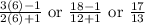 \frac{3(6)-1}{2(6)+1}\text{ or }\frac{18-1}{12+1}\text{ or }\frac{17}{13}