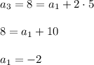 a_3=8=a_1+2\cdot5\\\\8=a_1+10\\\\a_1=-2