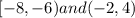 [-8,-6)and(-2,4)