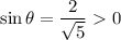 \sin\theta=\dfrac2{\sqrt5}0