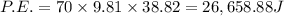 P.E.=70\times 9.81\times 38.82=26,658.88 J