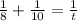 \frac{1}{8} + \frac{1}{10} = \frac{1}{t}