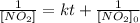 \frac{1}{[NO_2]}=kt+ \frac{1}{[NO_2]_0}