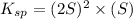 K_{sp}=(2S)^2\times (S)