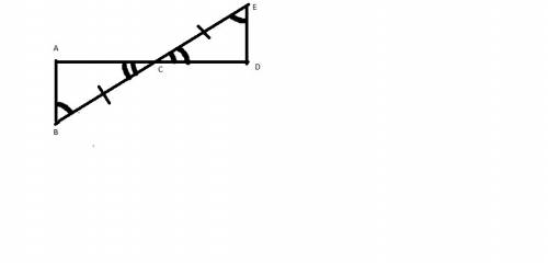 Line segments ad and be intersect at c, and triangles abc and dec are formed. they have the followin