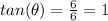 tan(\theta)=\frac{6}{6}=1