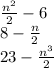 \frac{n^{2}}{2} - 6 \\ 8- \frac{n}{2}   \\  23-\frac{n^{3}}{2}