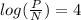 log(\frac{P}{N} )=4