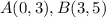 A(0,3),B(3,5)