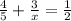 \frac{4}{5}+\frac{3}{x}=\frac{1}{2}