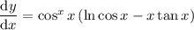 \dfrac{\mathrm dy}{\mathrm dx}=\cos^xx\left(\ln\cos x-x\tan x\right)