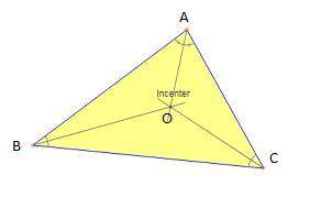 Which term describes the point where the three angle bisectors of a triangle intersect?