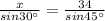 \frac{x}{sin30^{\circ}}=\frac{34}{sin45^{\circ}}