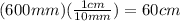 (600mm)(\frac{1cm}{10mm} )=60cm