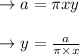 \rightarrow a=\pi x y\\\\\rightarrow y=\frac{a}{\pi \times x}