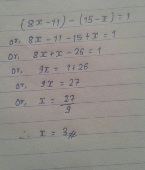 (8x--x)=1 dont know where to start with it