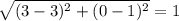 \sqrt{(3-3)^{2}+(0-1)^{2}}=1