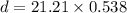 d=21.21\times0.538