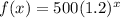 f(x)=500(1.2)^x