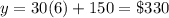 y=30(6)+150=\$330