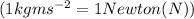 (1kgms^{-2}=1Newton(N))