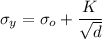 \sigma_y=\sigma_o+\dfrac{K}{\sqrt d}