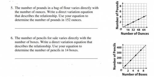 The number of pounds in a bag of flour varies directly with the number of ounces. write a direct var