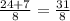 \frac{24+7}{8} = \frac{31}{8}