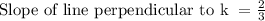 \text{Slope of line perpendicular to k }=\frac{2}{3}