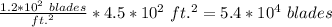 \frac{1.2*10^2\ blades}{ft.^2}*4.5*10^2\ ft.^2=5.4*10^4\ blades
