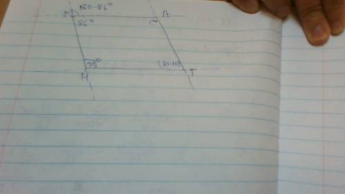 Given that math is a parallelogram, solve for x.  a. 64 b. 74 c. 84 d. 94