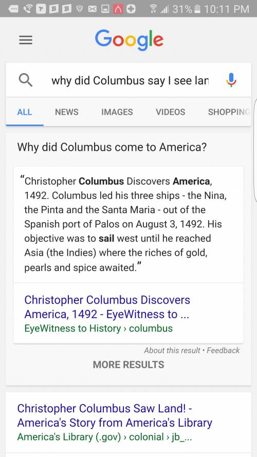 Why did columbus say i see land!