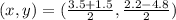 (x, y) = (\frac{3.5+1.5}{2} , \frac{2.2-4.8}{2} )