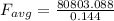 F_{avg}= \frac{80803.088}{0.144}