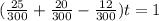 (\frac{25}{300}+\frac{20}{300}-\frac{12}{300})t=1