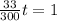 \frac{33}{300}t=1