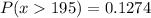 P(x  195) =0.1274