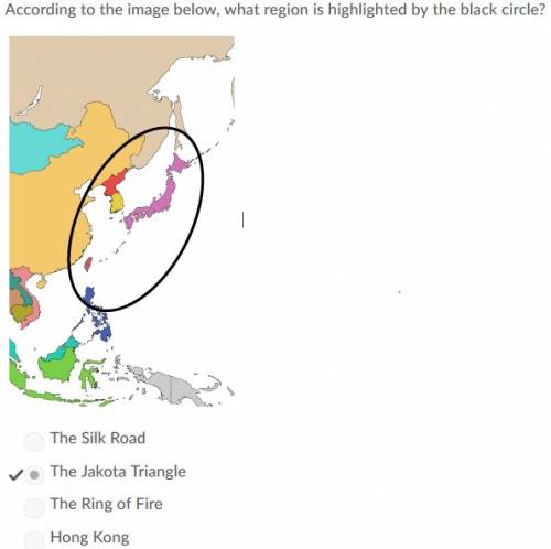 According to the image below, what region is highlighted by the black circle?  a) the silk road  b)
