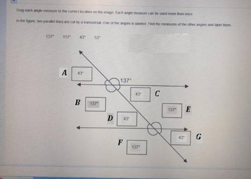 Drag each angle measure to the correct location on the image. each angle measure can be used more th