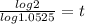 \frac{log2}{log1.0525}=t