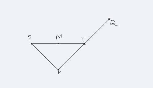 Draw and mark a figure in which m is the midpoint of st, sp=pt, and t is the midpoint of pq. i don’t