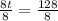 \frac{8t}{8}=\frac{128}{8}