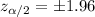 z_{\alpha/2}=\pm1.96