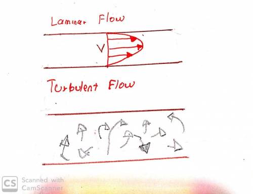 Sketch the velocity profile for laminar and turbulent flow.