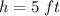 h=5\ ft