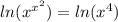 ln(x^{x^2})=ln(x^4)