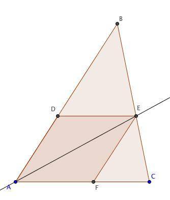 Given:  △abc,  adef rhombus d∈ab , e∈bc , f∈ac ab=14, bc=12, ac=10 find:  be and ec