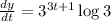 \frac{dy}{dt} = 3^{3t + 1}\log{3}